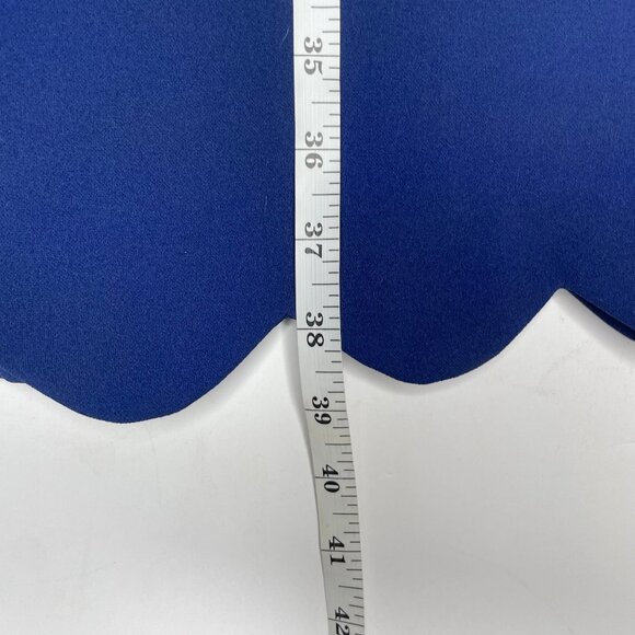 Glamour Vintage Cobalt Blue Scallop Edge Zip Midi Dress Sz 14 Occasion Modest - Picture 8 of 12